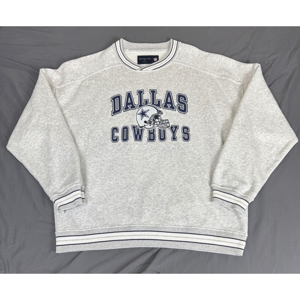 Abercrombie & Fitch NFL Dallas Cowboys Sweatshirt Mens Large Grey Embroidered